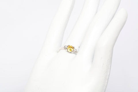 Ladies Dainty .925 Sterling Silver Yellow Citrine Ring Size 6