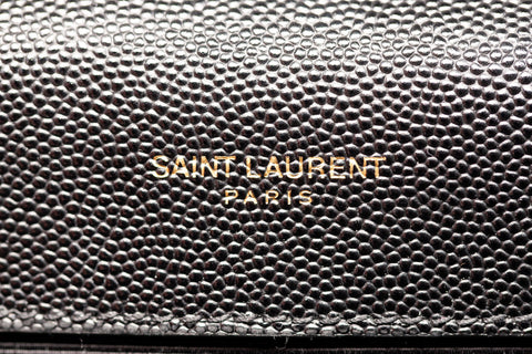 Authentic Yves Saint Laurent Black Medium Envelope Triquilt Gold Chain Shoulder Bag