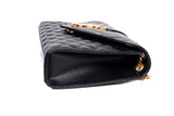 Authentic Yves Saint Laurent Black Medium Envelope Triquilt Gold Chain Shoulder Bag