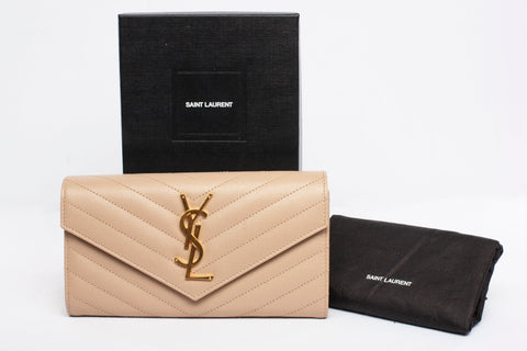 Authentic Yves Saint Laurent Cassandre Matelasse Large Flap Wallet
