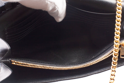 Authentic Yves Saint Laurent Cassandre Matelasse Black Leather Wallet on Chain