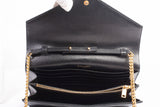 Authentic Yves Saint Laurent Cassandre Matelasse Black Leather Wallet on Chain
