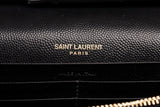 Authentic Yves Saint Laurent Cassandre Matelasse Black Leather Wallet on Chain