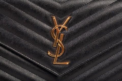 Authentic Yves Saint Laurent Cassandre Matelasse Black Leather Wallet on Chain