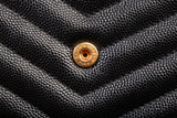 Authentic Yves Saint Laurent Cassandre Matelasse Black Leather Wallet on Chain