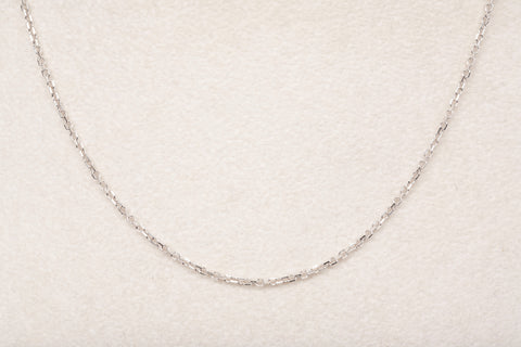Unisex 14K White Gold 16"Cable Chain