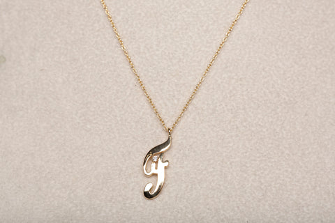 Ladies Dainty Diamond .01 TCW 18K Letter F Necklace 18-20"