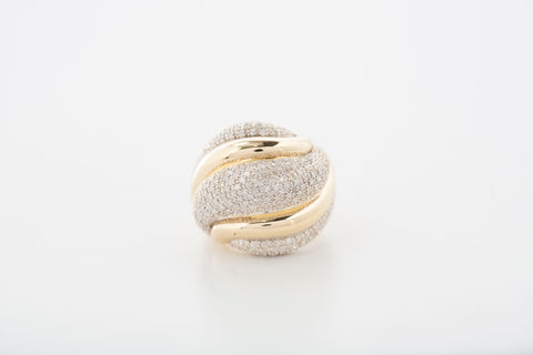 Stunning 14k Yellow Gold Diamond Cluster Fashion Cocktail Ring