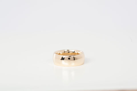 Unisex 14K Yellow Gold Wide Wedding Ring Size 7